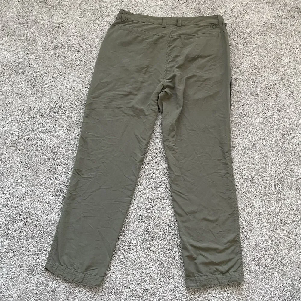 REI Pants Men’s 36x32 Olive Green Nylon Zip Outdoor Hiking Camping Adventure Fun